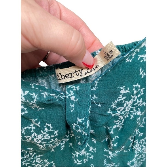 Liberty Love Juniors Floral Jumpsuit - Green I Size: L - Picture 10 of 14